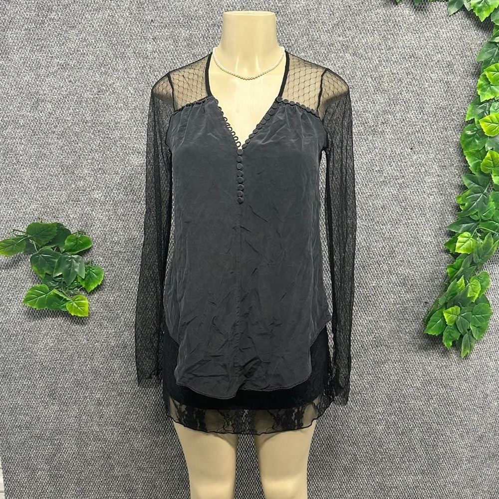 BCBG Max Azria Sheer Sleeve Blouse